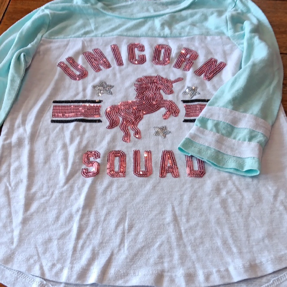 Miss Chievous Pink and Aqua Long Sleeve Tee Unicorn Squad